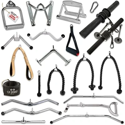 Abbildung von C.P.Sports Griffe für Seilzüge, Kabelzüge, Latzugstange, Rudergriff, Bizeps Trizeps Stange, Seil, SZ Karabiner, Einhandgriff, Unterarmtrainer, Griff Set (Trizeps V Form)