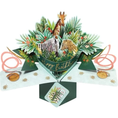 Abbildung von Happy Birthday Dschungel Pop Up Grußkarte Second Nature 3D Karten