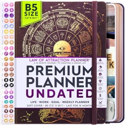 Abbildung von Life Planner Undatiertes Deluxe Wochen und Monatsplaner, eine 12 monatige Reise zur Steigerung von Produktivität Glück, Lebensorganisator, Dankbarkeitsjournal, Law of Attraction