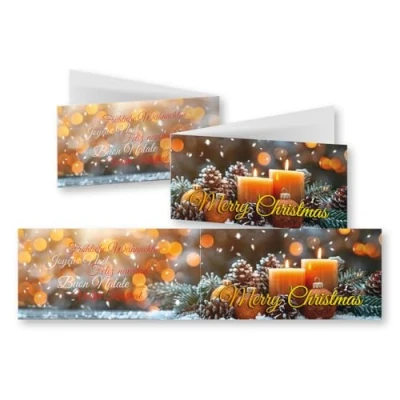 Abbildung von Edition Colibri 10 nostalgische Weihnachtskarten im Set mit Umschlag: DIN Lang (42 x 10,5 cm), mehrsprachige Klappkarten orangen Kerzen (11160)