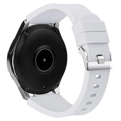 Abbildung von Armband Kompatibel mit Samsung Galaxy Watch 46mm, 3 45mm, Gear S3 Frontier/Classic, 22mm Weiche Silikon Ersatz Uhrenarmbänder für Huawei GT 2 46mm (Weiß)