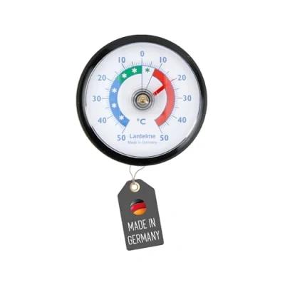 Abbildung von Lantelme Kühlschrankthermometer selbstklebend Thermometer auch für Gefrierschrank Eisfach Kühltheke Kühlzelle Kühlfach Kühlschrank zum ankleben Bimetall und Analog (Schwarz)