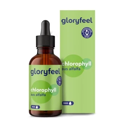Abbildung von Chlorophyll Tropfen 50ml flüssig aus reinem Alfalfa 200mg Liquid je Tagesdosis Laborgeprüft, vegan und ohne Zusätze in Deutschland hergestellt