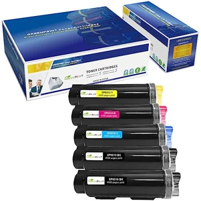 Abbildung von 5 Packungen Kompatible Tonerkartuschen 6510 6515【Extra High Yield】 5500 Seiten BK 4300 C M Y für Xerox 6510n 6510dn 6510dni 6510dnm 6515n 6515dn 6515dni 6515dnm Verpackung kann variieren