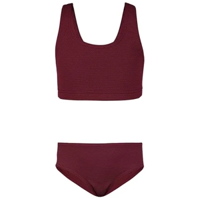 Abbildung von Aquarti Mädchen Sport Bikini Racerback Bustier &amp; Bikinislip, Farbe: Jacquard Punkte Rot Braun, Größe: 140