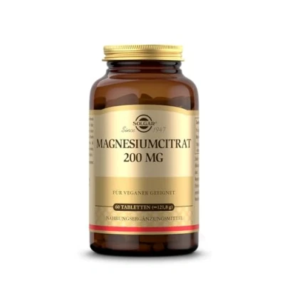 Abbildung von SOLGAR® Magnesiumcitrat 200mg Für Energie, Psyche &amp; Muskeln hohe Bioverfügbarkeit 60 vegane Tabletten