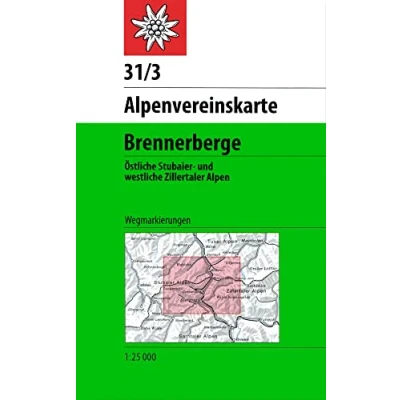 Abbildung von Brennerberge: Topographische Karte 1:50.000 mit Wegmarkierungen: Östliche Stubaier und westliche Zillertaler Alpen (Alpenvereinskarten)