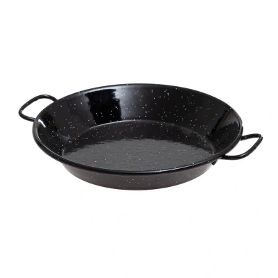 Abbildung von HENDI Paellapfanne ø 20 x 3 cm mit 2 Griffen Flachstahl emailliert für Gasherd Elektroherd Ceranherd, Paella Pfanne kaufen