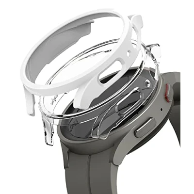 Abbildung von Ringke Slim Case [2 Stück/45MM] Kompatibel mit Samsung Galaxy Watch 5 Pro 45mm Hülle Hart PC Cover Keine Schutzfolie Clear &amp; White