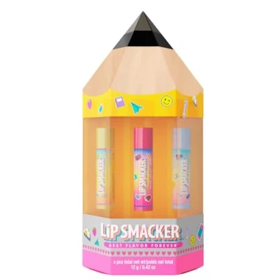 Abbildung von Lip Smacker, Back to School Collection, Pencil Box Balm Trio, 3 teiliges Lippenbalsam Set für Kinder, Geschenkset zum Schulbeginn in Bleistiftform, Lippenpflege Leckeren Geschmacksrichtungen