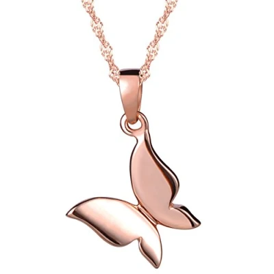 Abbildung von Unendlich U Niedlich Schmetterling Damen Mädchen Halskette 925 Sterling Silber Anhänger Kette mit Anhänger, Rosegold