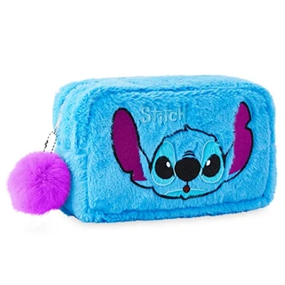Abbildung von Disney Kulturbeutel Stitch Make up Tasche Reise Aufbewahrung Bag Vanity Geschenkidee für Mädchen Teenager Damen, Blauer Plüsch, one Size, Modern
