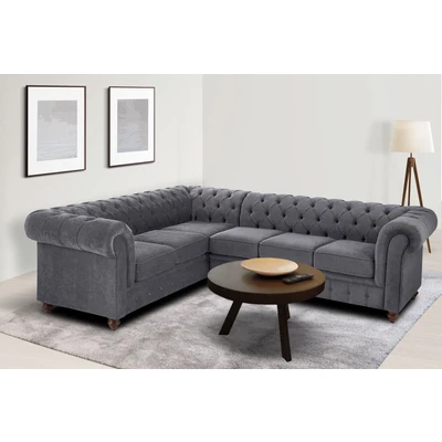 Abbildung von Home affaire Chesterfield Sofa »Chesterfield Ecksofa, auch in Leder L Form« hochwertige Knopfheftung, langer Schenkel links oder rechts wählbar
