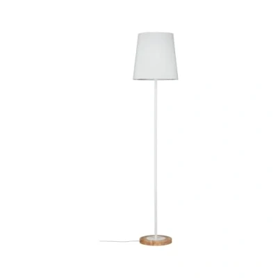 Abbildung von Paulmann 79634 Neordic Stellan Stehleuchte max. 1x20W Stehlampe für E27 Lampen Standleuchte mit Stoffschirm Weiß/Holz 230V ohne Leuchtmittel