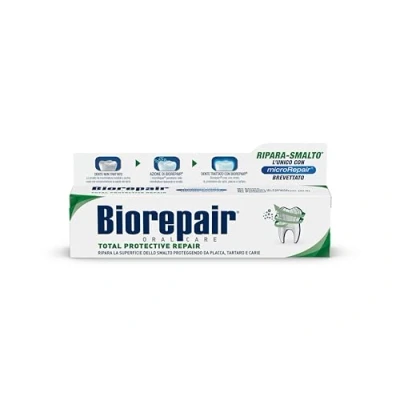 Abbildung von Biorepair, Zahnpasta Total Protective Repair, 4 Packungen à 60 ml, repariert Nagellack, schützt vor Plaque, Zahnstein und Karies, hält frischen Atem, ohne Fluorid
