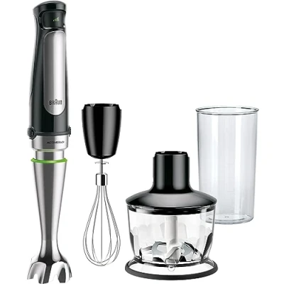 Abbildung von Braun MultiQuick 7 MQ 7035X 3 in 1 Stabmixer mit 500 ml Zerkleinerer &amp; Schneebesen, stufenlose Geschwindigkeitseinstellung, 1000 W, Schwarz