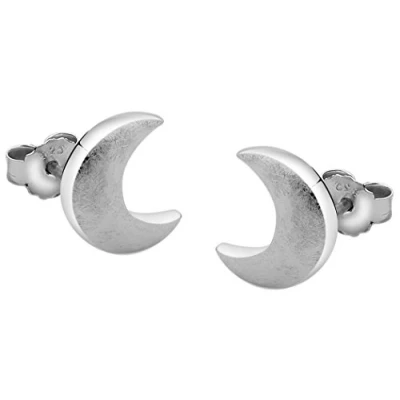 Abbildung von Nenalina Silber Damen Ohrringe Ohrstecker Halbmond matt gebürstet für Frauen und Mädchen, 925 Sterling silber, Damen, Mond 324404 390