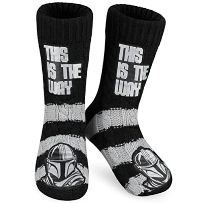 Abbildung von Disney The Mandalorian Kuschelsocken Herren Flauschig Hüttensocken mit Noppen Baby Yoda (Schwarz/Grau)