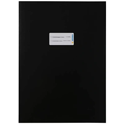 Abbildung von HERMA 19745 Heftumschlag A4 Karton Schwarz, Hefthülle mit Beschriftungsfeld aus stabilem &amp; extra starkem Papier, Heftschoner für Schulhefte, farbig
