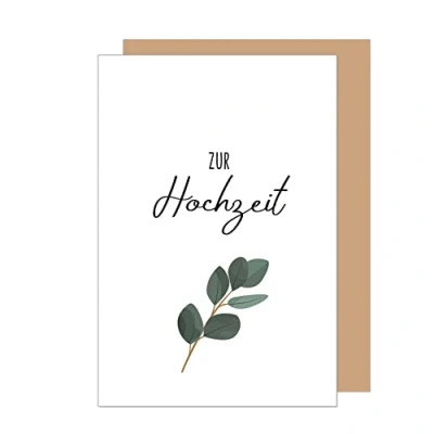 Abbildung von Edition Seidel Premium Glückwunschkarte zur Hochzeit mit Umschlag. Hochzeitskarte Grusskarte Vermählung Just Married Wedding Eukalyptus edel (H465 SW023)