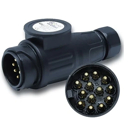 Abbildung von CCLIFE 13 Poliger Stecker Anhänger Adapter für PKW und 12V Auto Polig