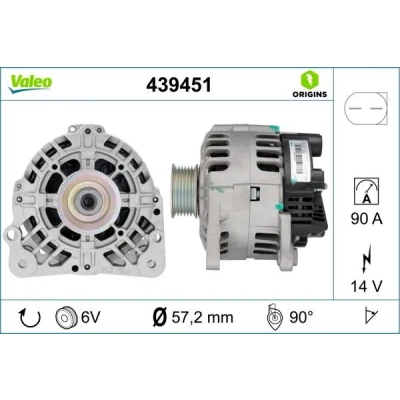 Abbildung von VALEO 439451 Lichtmaschine 14V 90A VOLKSWAGEN: Polo IV Hatchback, SKODA: Fabia I 1 Combi, Saloon, SEAT: Ibiza 3