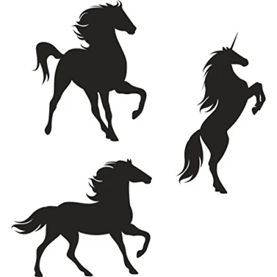 Abbildung von 3er Set Pferd Einhorn Sticker I kfz_267 Auto Aufkleber Anhänger Motorrad Roller Laptop Notebook Reiten Horse wetterfest