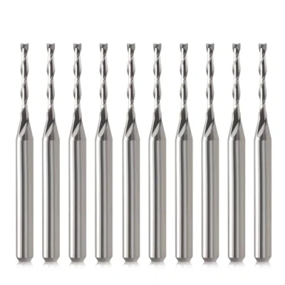 Abbildung von CNC Fräser Bits 1/8&quot; Schaft Bit End Mill 1/16&quot; Schneiden Dia Flache Nase Hartmetall Endmühle Zwei Flöte Spiral Upcut Werkzeug Set für Holz PVC MDF Hartholz