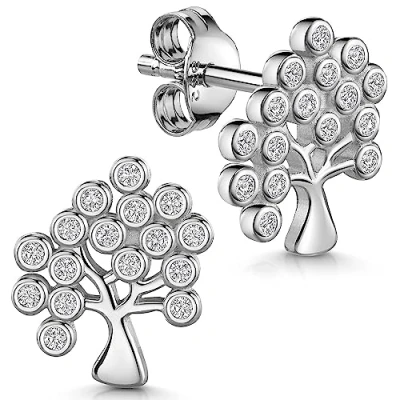 Abbildung von Materia Lebensbaum Ohrringe Silber 925 Damen Zirkonia Ohrstecker SO 87 Weiß