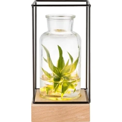 Abbildung von Gadgy® Beleuchte Vase Glas LED Blumenvase für Wohnzimmer Deko Modern Glasvase Skandinavische Ø8cm Pflanzen Blumen 22x11x11cm