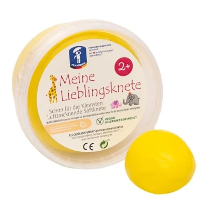 Abbildung von Feuchtmann MEINE LIEBLINGSKNETE Edu Edition 500g Kinderknete Gelb, glutenfreie Spielknete vegan, ungiftige Knete, Modelliermasse lufttrocknend