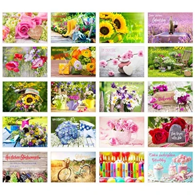 Abbildung von Edition Seidel Set 20 exklusive Premium Geburtstagskarten mit Briefumschlag. Glückwunschkarte Grusskarte Geburtstag Geburtstagskarte Mann Frau Karten Happy Birthday Billet (20359)