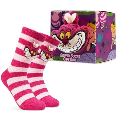 Abbildung von Disney Damen Kuschelsocken, warme Antirutschsocken Geschenke für Frauen (Pinke Grinsekatze)