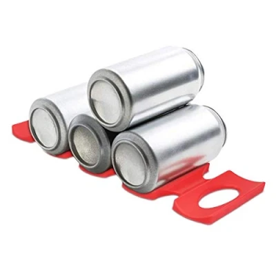 Abbildung von kwmobile 1x Faltbarer Flaschenhalter Kühlschrank Schrank 31 x 9,5 1,0cm Silikon Flaschenablage Stapelhilfe in Rot