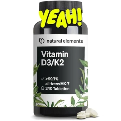 Abbildung von Vitamin D3 + K2 &gt; 99,7% all trans MK 7 &amp; 2000 IE 240 Tabletten hochdosiert, optimal bioverfügbar ohne unnötige Zusätze in Deutschland produziert
