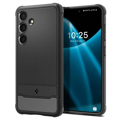 Abbildung von Samsung Galaxy S24 Hülle Silikon Spigen Soft Case/Backcover Handyhülle Schwarz Shockproof/Stoßfest