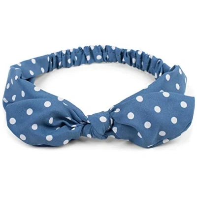 Abbildung von styleBREAKER Damen Haarband mit Punkte Muster, Schleife und Gummizug, Stirnband, Headband, Pinup, Rockabilly, Haarschmuck 04026036, Farbe:Blau