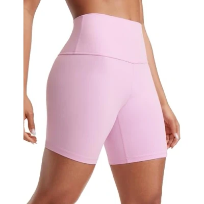 Abbildung von CRZ Yoga Butterluxe Damen Radlerhose Kurze Sporthose High Waist Sommer Shorts Laufshorts Fitness Hose 15cm Vita Rosa 38