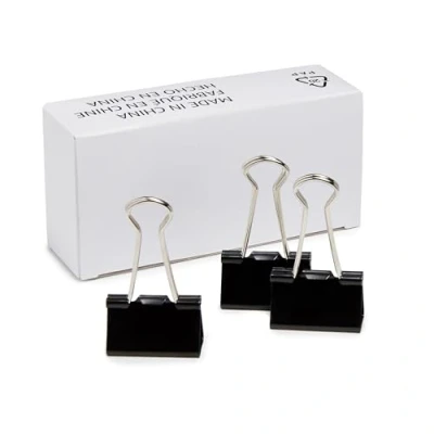 Abbildung von Amazon Basics Binder Clips, Öffnung 5/8&quot;, Breite 1 1/4&quot;, schwarz, 96 Stück, 8 Packungen mit 12, Mittlerer Clip (große Box)