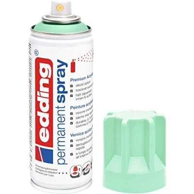 Abbildung von edding 5200 Permanent Spray neo mint matt 200 ml Acryllack zum Lackieren und Dekorieren von Glas, Metall, Holz, Keramik, Kunststoff, Leinwand Lackspray, Acrylspray, Farbspray