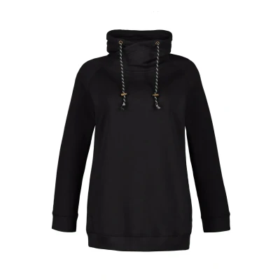 Abbildung von Ulla Popken Grosse GRÖSSEN BIS 64 MIT Stehkragen Raglanform BÜNDCHEN Lange ÄRMEL Sweatshirt, Damen, Größe: 42/44, Schwarz