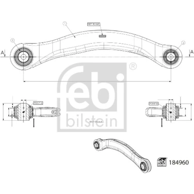 Abbildung von FEBI BILSTEIN 184960 Querlenker mit Lager oben, Hinterachse links, hinten, außen Stahlblech AUDI: A6 C8 Avant