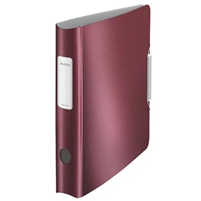 Abbildung von Leitz Qualitäts Ordner 180 Active Style, A4, Schmal, Granat Rot, Abgerundeter Rücken mit 6,5 cm Rückenbreite, Gummibandverschluss, Leichtes Polyfoam, 11090028
