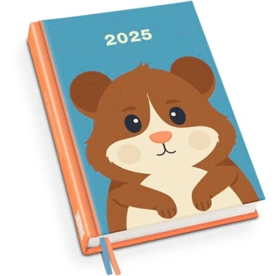 Abbildung von Hamster Taschenkalender 2025 Tier Illustration von Dawid Ryski Terminplaner mit Wochenkalendarium Format 11,3 x 16,3 cm