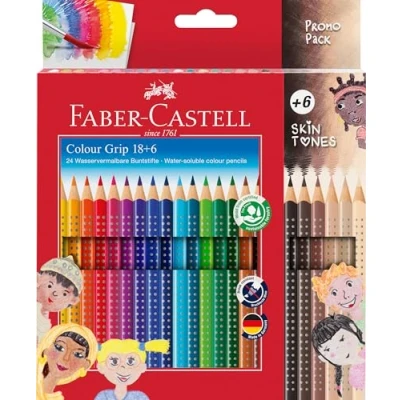 Abbildung von FABER CASTELL 112819 Buntstifte Set Colour Grip, 24 teilig, inkl. 6 hautfarben Buntstiften