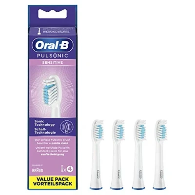 Abbildung von Oral B Pulsonic Sensitive Aufsteckbürsten für Schallzahnbürsten, 4 Stück, Zahnbürstenaufsatz Schallzahnbürste