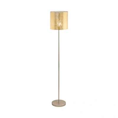 Abbildung von Eglo 97647 Stehleuchte VISERBELLA Stahl champagner, Textil gold E27 1X60W Ø28cm H:158,5cm mit Fußtrittschalter