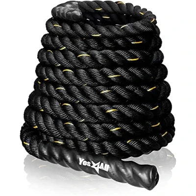 Abbildung von Yes4All Battle Rope 9m Durchmesser Poly Dacron 9m, 12m, 15m Länge Trainingsseil, B. 38 mm 12m AWNY