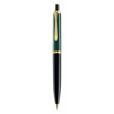 Abbildung von Pelikan Kugelschreiber Souverän 400, Schwarz Grün, hochwertiger Druckkugelschreiber im Geschenk Etui, 996835, 1 Stück (1er Pack)