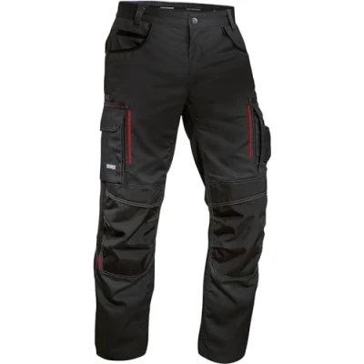 Abbildung von Uvex Tune up Herren Arbeitshose lang robuste Männer Arbeitshosen mit Kniepolster Taschen 35% Baumwolle Schwarz/Rot 56